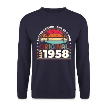 Original May 1958 Vintage 1958 Birthday 1958 - Unisex Sweatshirt - navy - Front - Alina (178cm) & Michal (187cm)