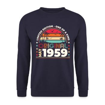 Geburtstag 1959 Mai 1959 Jahrgang 1959 Legende 59 - Unisex Pullover - Navy - Vorne - Alina (178cm) & Michal (187cm)
