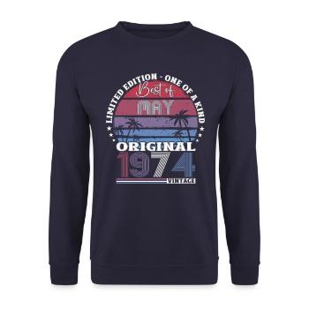 Original mai 1974 Vintage 1974 anniversaire 1974 - Sweat-shirt Unisexe - marine - Devant - Alina (178cm) & Michal (187cm)
