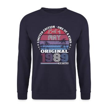 Birthday 1989 May 1989 Vintage 1989 Legend 89 - Unisex Sweatshirt - navy - Front - Alina (178cm) & Michal (187cm)