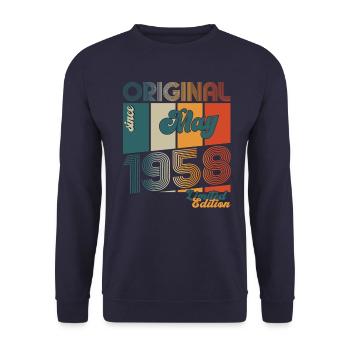 Original Mai 1958 Millésime 1958 Anniversaire 1958 - Sweat-shirt Unisexe - marine - Devant - Alina (178cm) & Michal (187cm)