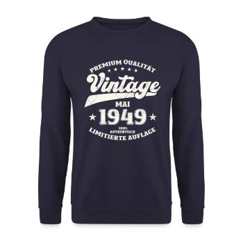Vintage Mai 1949 Jahrgang 1949 Geburtstag 1949 - Unisex Pullover - Navy - Vorne - Alina (178cm) & Michal (187cm)