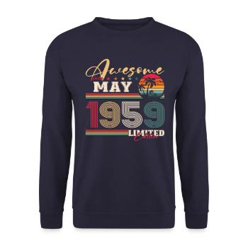 Awesome May 1959 Vintage 1959 Birthday 1959 - Unisex Sweatshirt - navy - Front - Alina (178cm) & Michal (187cm)