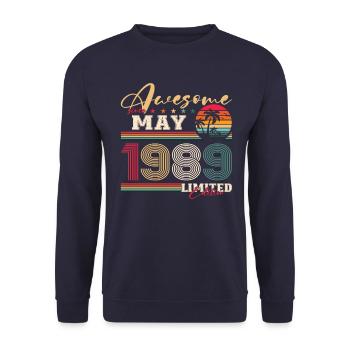 Awesome May 1989 Vintage 1989 Birthday 1989 - Unisex Sweatshirt - navy - Front - Alina (178cm) & Michal (187cm)