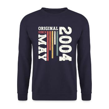 Original Mai 2004 Jahrgang 2004 Geburtstag 2004 - Unisex Pullover - Navy - Vorne - Alina (178cm) & Michal (187cm)