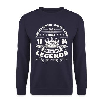 Legend May 1994 Vintage 1994 Birthday 1994 - Unisex Sweatshirt - navy - Front - Alina (178cm) & Michal (187cm)
