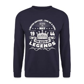 Legend May 1944 Born 1944 Birthday 1944 - Unisex Sweatshirt - navy - Front - Alina (178cm) & Michal (187cm)