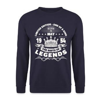 Legend May 1954 Born 1954 Birthday 1954 - Unisex Sweatshirt - navy - Front - Alina (178cm) & Michal (187cm)
