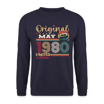 Original mai 1980 ' s Vintage 1980's Anniversaire des années 1980 - Sweat-shirt Unisexe - marine - Devant - Alina (178cm) & Michal (187cm)