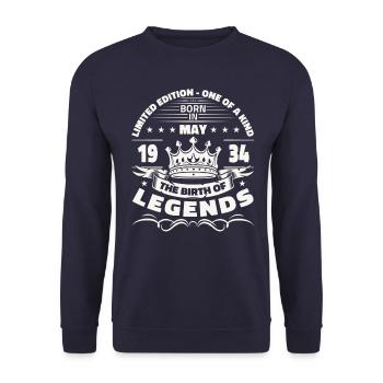 Legend May 1934 Born 1934 Birthday 1934 - Unisex Sweatshirt - navy - Front - Alina (178cm) & Michal (187cm)