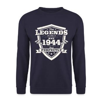 Legend May 1944 Born 1944 Birthday 1944 - Unisex Sweatshirt - navy - Front - Alina (178cm) & Michal (187cm)