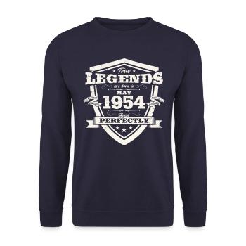 Legend May 1954 Born 1954 Birthday 1954 - Unisex Sweatshirt - navy - Front - Alina (178cm) & Michal (187cm)