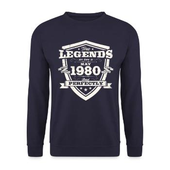 Original mai 1980 ' s Vintage 1980's Anniversaire des années 1980 - Sweat-shirt Unisexe - marine - Devant - Alina (178cm) & Michal (187cm)