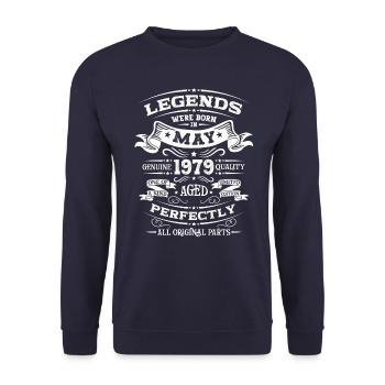 Légendaire Mai 1979 Millésime 1979 Anniversaire 1979 - Sweat-shirt Unisexe - marine - Devant - Alina (178cm) & Michal (187cm)