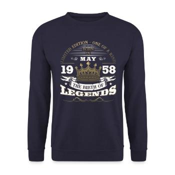 Légendes Mai 1958 Millésime 1958 Anniversaire 1958 - Sweat-shirt Unisexe - marine - Devant - Alina (178cm) & Michal (187cm)