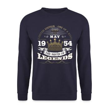 Legendary May 1954 Vintage 1954 Birthday 1954 - Unisex Sweatshirt - navy - Front - Alina (178cm) & Michal (187cm)