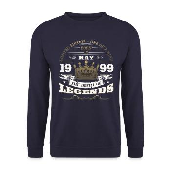 Légende Mai 1999 Millésime 1999 Anniversaire 1999 - Sweat-shirt Unisexe - marine - Devant - Alina (178cm) & Michal (187cm)