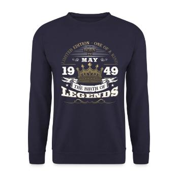 Legendär Mai 1949 Jahrgang 1949 Geburtstag 1949 - Unisex Pullover - Navy - Vorne - Alina (178cm) & Michal (187cm)