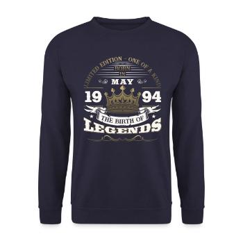 Legend May 1994 Vintage 1994 Birthday 1994 - Unisex Sweatshirt - navy - Front - Alina (178cm) & Michal (187cm)