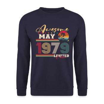 Original 1979 Jahrgang 1979 45. Geburtstag 1979 - Unisex Pullover - Navy - Vorne - Alina (178cm) & Michal (187cm)