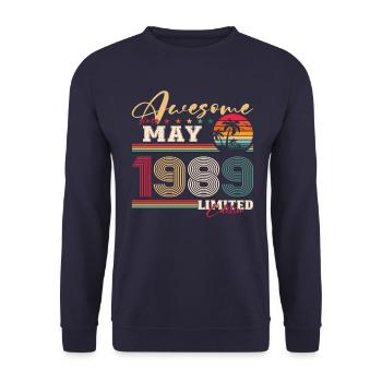 Original 1989 Jahrgang 1989 35. Geburtstag 1989 - Unisex Pullover - Navy - Vorne - Alina (178cm) & Michal (187cm)