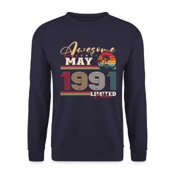 Original Mai 1991 Millésime 1991 Anniversaire 1991 - Sweat-shirt Unisexe - marine - Devant - Alina (178cm) & Michal (187cm)