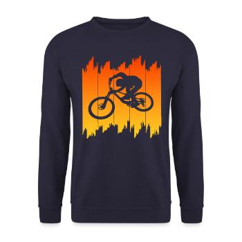 Mountainbike Downhill heizen MTB Fahrer Geschenk - Unisex Pullover - Navy - Vorne - Alina (178cm) & Michal (187cm)