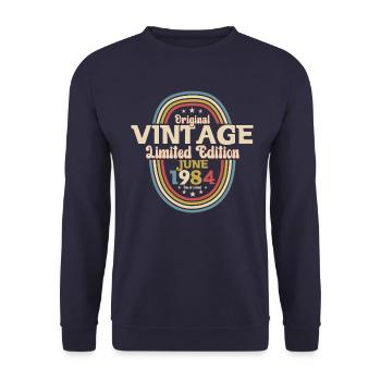 Original June 1984 Born 1984 40th Birthday 84 - Unisex Sweatshirt - navy - Front - Alina (178cm) & Michal (187cm)