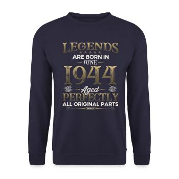 Légende Juin 1944 Né en 1944 80e anniversaire 44 - Sweat-shirt Unisexe - marine - Devant - Alina (178cm) & Michal (187cm)