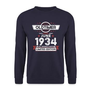 Vintage June 1934 Vintage 1934 Birthday 1934 - Unisex Sweatshirt - navy - Front - Alina (178cm) & Michal (187cm)