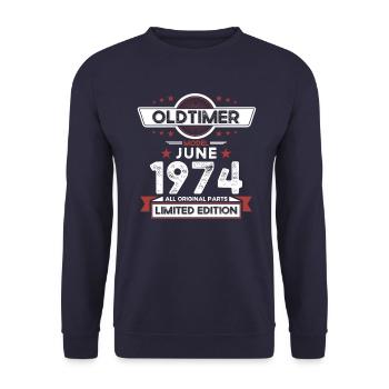 Millésime Juin 1974 Cru 1974 Anniversaire 1974 - Sweat-shirt Unisexe - marine - Devant - Alina (178cm) & Michal (187cm)
