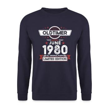 Millésime Juin 1980 Millésime 1980 Anniversaire 1980 - Sweat-shirt Unisexe - marine - Devant - Alina (178cm) & Michal (187cm)