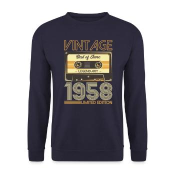 Best of June 1958 Vintage 1958 Birthday 1958 - Unisex Sweatshirt - navy - Front - Alina (178cm) & Michal (187cm)