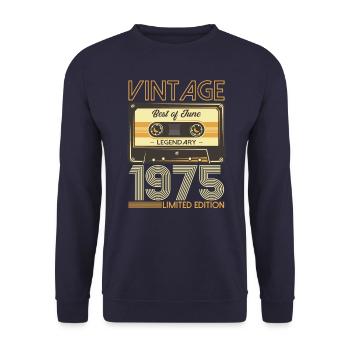 Best of Juni 1975 Jahrgang 1975 49. Geburtstag 75 - Unisex Pullover - Navy - Vorne - Alina (178cm) & Michal (187cm)