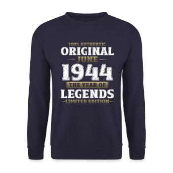 Original Juin 1944 Vintage 1944 Anniversaire 1944 - Sweat-shirt Unisexe - marine - Devant - Alina (178cm) & Michal (187cm)