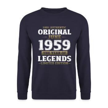 Original Juin 1959 Millésime 1959 Anniversaire 1959 - Sweat-shirt Unisexe - marine - Devant - Alina (178cm) & Michal (187cm)