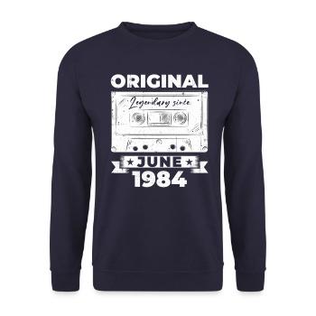 Cassette June 1984 Vintage 1984 Birthday 1984 - Unisex Sweatshirt - navy - Front - Alina (178cm) & Michal (187cm)