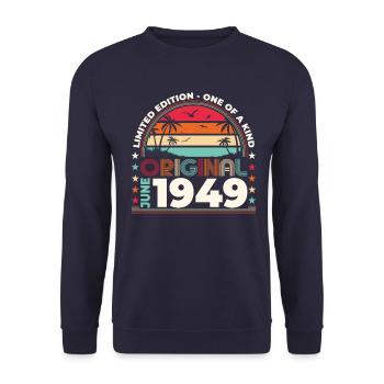 Legende Juni 1949 Jahrgang 1949 Geburtstag 1949 - Unisex Pullover - Navy - Vorne - Alina (178cm) & Michal (187cm)