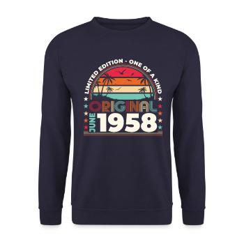 Original Juin 1958 Millésime 1958 Anniversaire 1958 - Sweat-shirt Unisexe - marine - Devant - Alina (178cm) & Michal (187cm)
