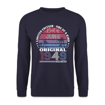 Original Juni 1949 Jahrgang 1949 Geburtstag 1949 - Unisex Pullover - Navy - Vorne - Alina (178cm) & Michal (187cm)