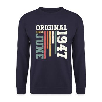 Original Juin 1947 Millésime 1947 Anniversaire 1947 - Sweat-shirt Unisexe - marine - Devant - Alina (178cm) & Michal (187cm)