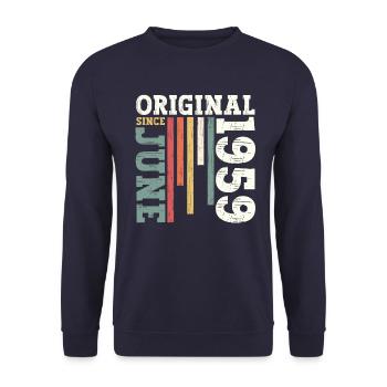 Original June 1959 Vintage 1959 Birthday 1959 - Unisex Sweatshirt - navy - Front - Alina (178cm) & Michal (187cm)