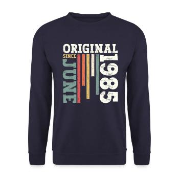 Original Juin 1985 Millésime 1985 Anniversaire 1985 - Sweat-shirt Unisexe - marine - Devant - Alina (178cm) & Michal (187cm)