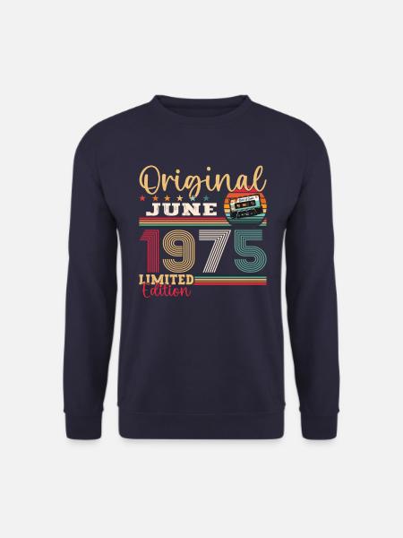 Cassette June 1975 Vintage 1975 Birthday 1975 - Unisex Sweatshirt - navy