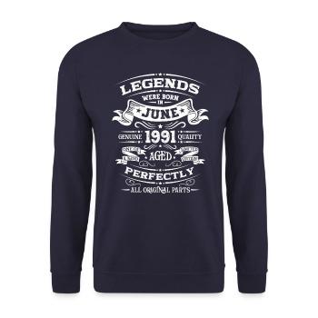 33e anniversaire Original juin 1991 Né en 1991 - Sweat-shirt Unisexe - marine - Devant - Alina (178cm) & Michal (187cm)