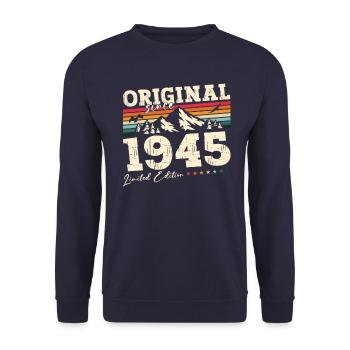 Original 1945 Jahrgang 1945 Geburtstag 1945 - Unisex Pullover - Navy - Vorne - Alina (178cm) & Michal (187cm)