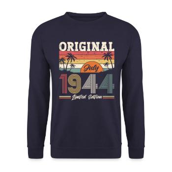 80th Birthday Original June 1944 Born 1944 - Unisex Sweatshirt - navy - Front - Alina (178cm) & Michal (187cm)
