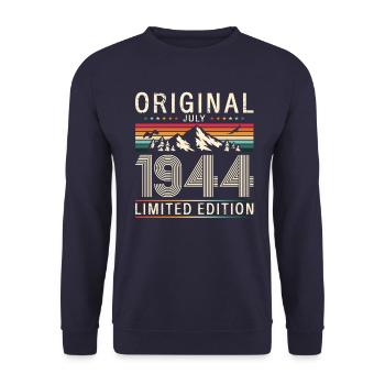 80th Birthday Original July 1944 Born 1944 - Unisex Sweatshirt - navy - Front - Alina (178cm) & Michal (187cm)