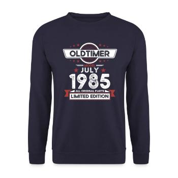 40ème Anniversaire Voiture Classique Juillet 1985 Millésime 1985 - Sweat-shirt Unisexe - marine - Devant - Alina (178cm) & Michal (187cm)