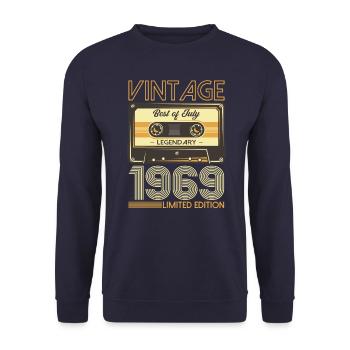 55. Geburtstag Kassette Juli 1969 Jahrgang 1969 - Unisex Pullover - Navy - Vorne - Alina (178cm) & Michal (187cm)